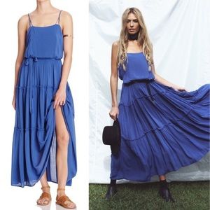 FREE People Valerie Blue Ruffle Tiered Maxi Dress